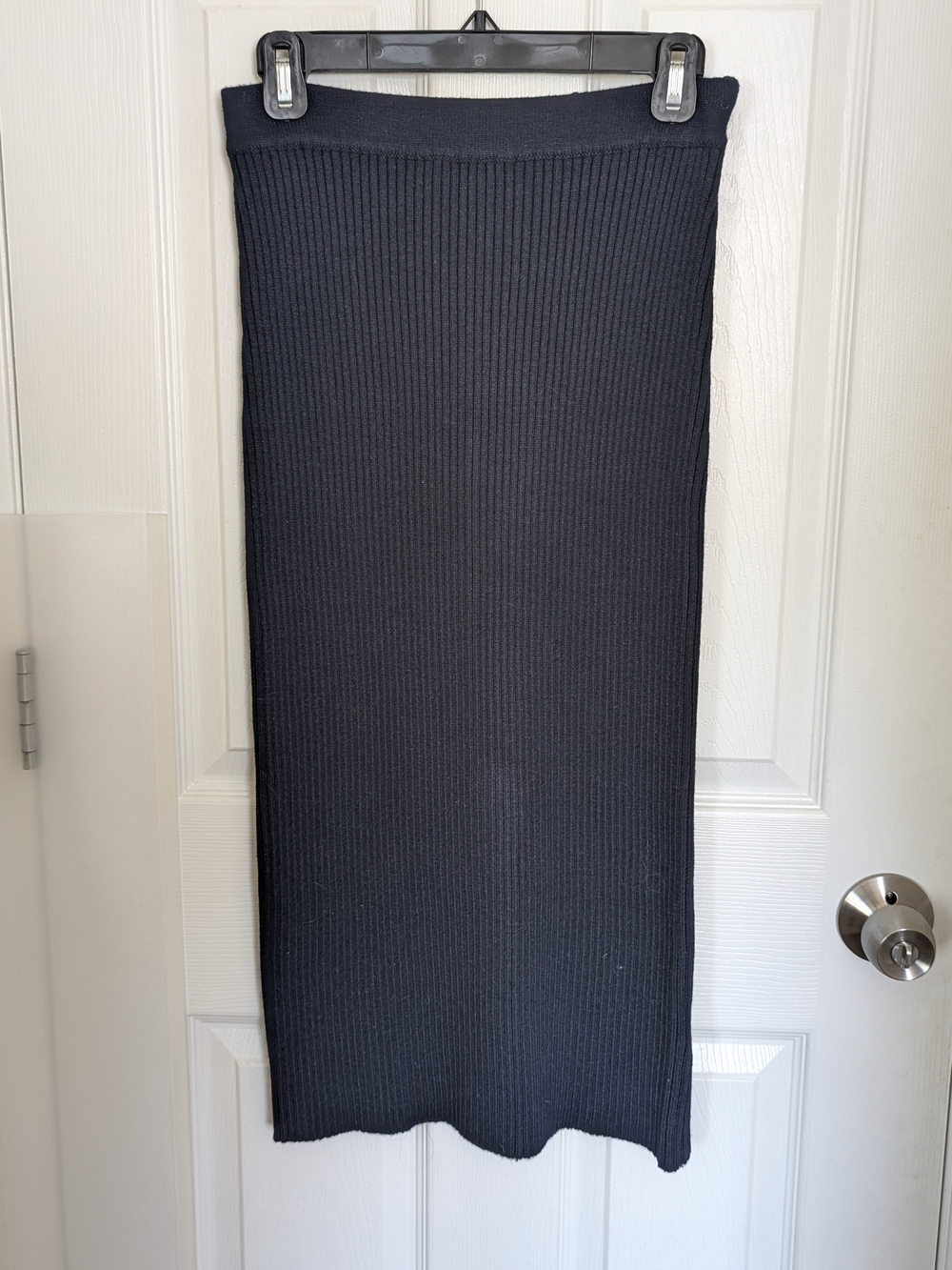 NWT Zara Ribbed Knit Midi Skirt in Navy Blue | Size Small